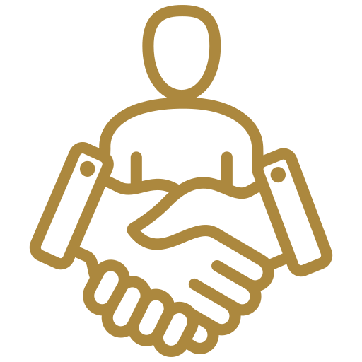 Business handshake icon in gold outline